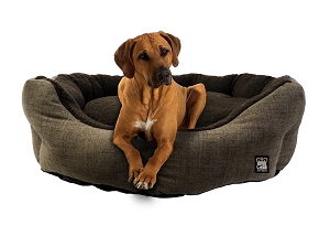 Barkshire Deluxe Oval Dog Basket - Truffle & Dark Brown Fleece Various Sizes
